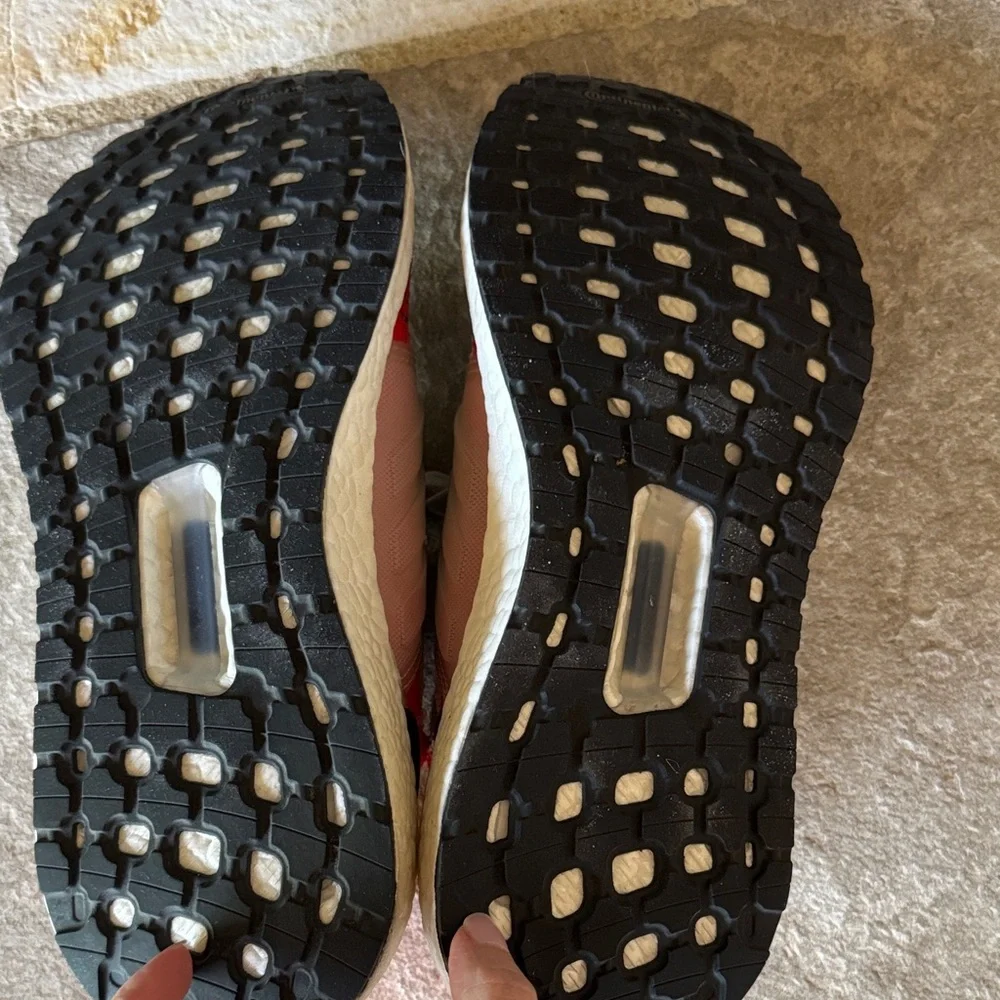 Adidas Light Gray and Bright Orange Running Shoes good condition size 8